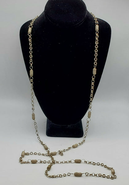 Vintage Handmade Filigree Chain Rope Necklace - 59"