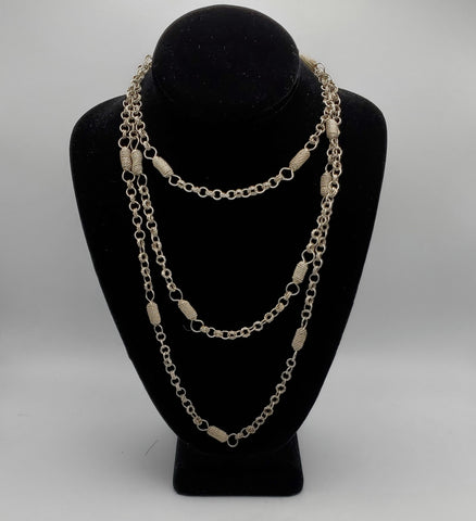 Vintage Handmade Filigree Chain Rope Necklace - 59"