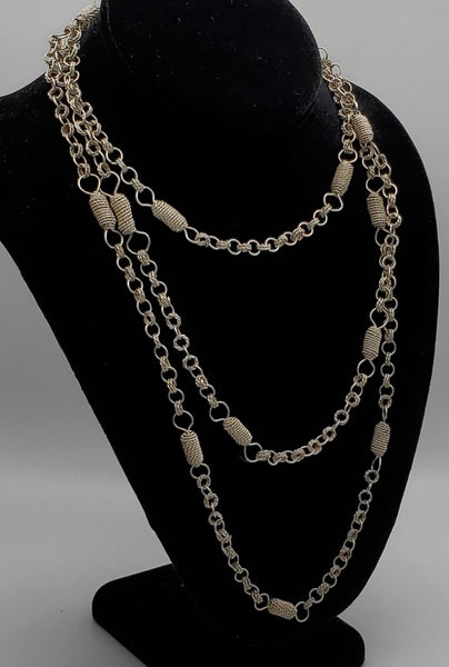 Vintage Handmade Filigree Chain Rope Necklace - 59"