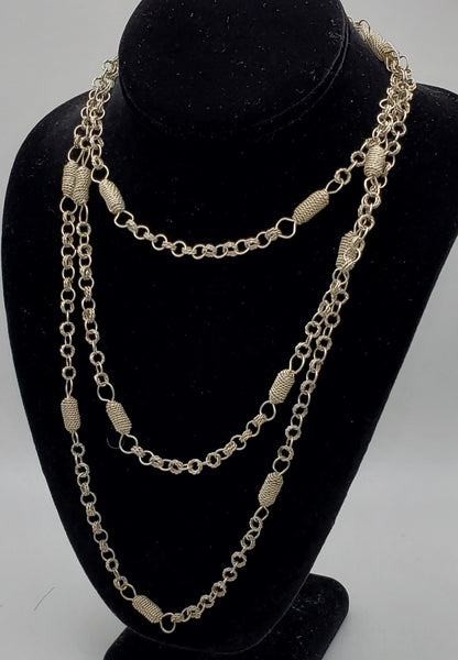 Vintage Handmade Filigree Chain Rope Necklace - 59"