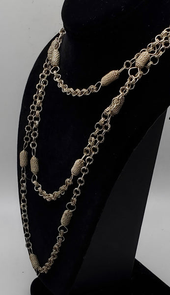 Vintage Handmade Filigree Chain Rope Necklace - 59"