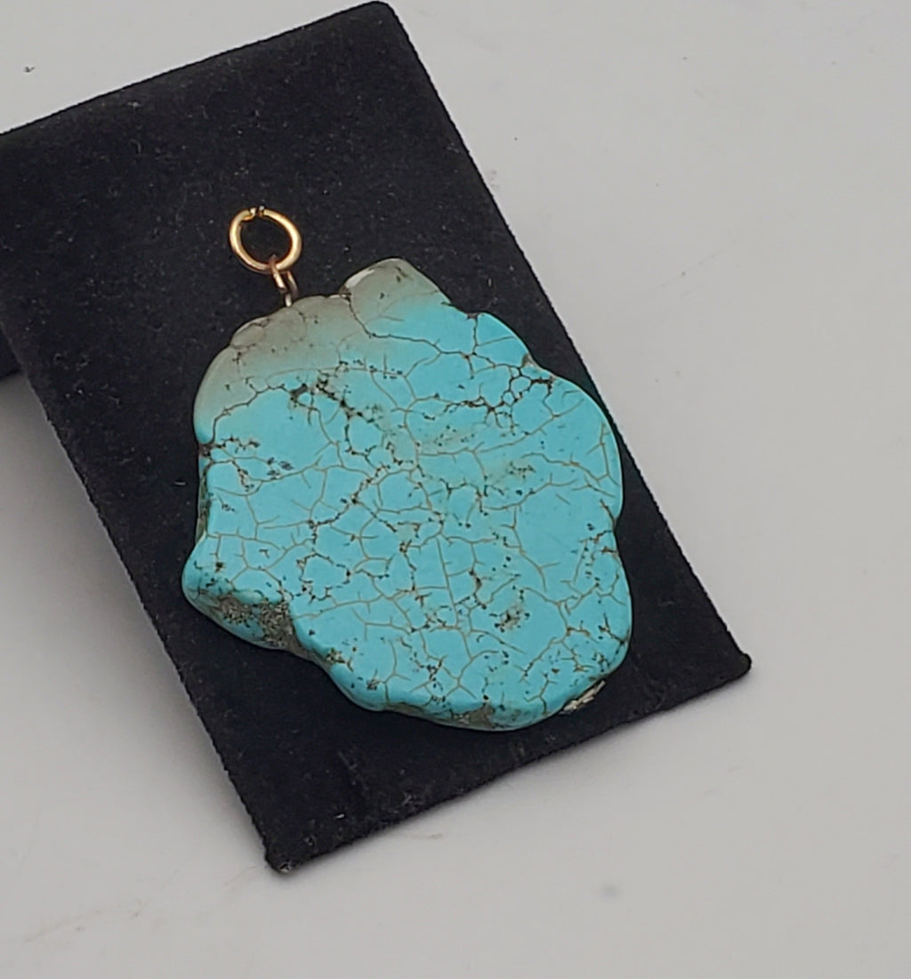 Free-Form Turquoise Slice Pendant
