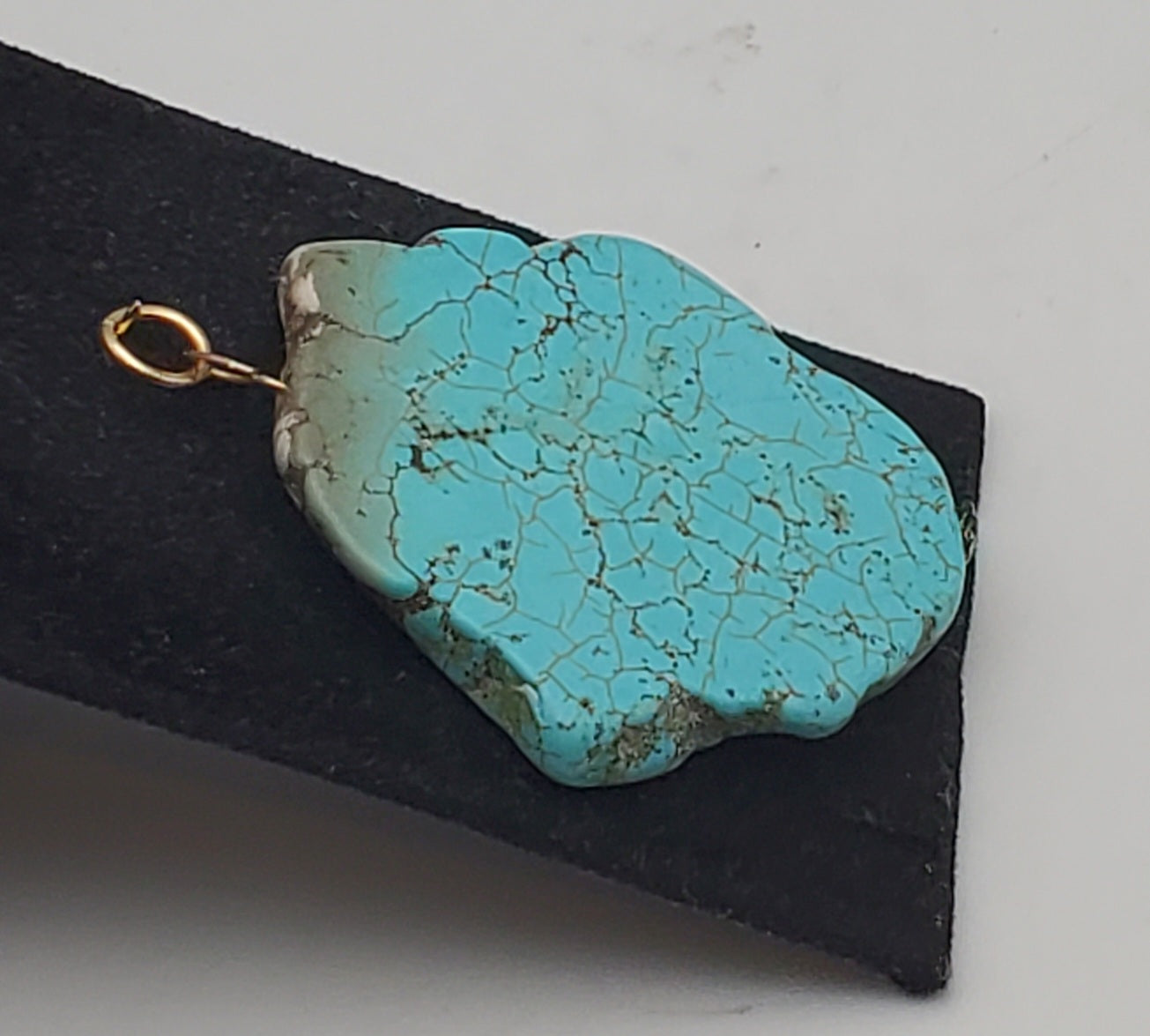 Free-Form Turquoise Slice Pendant