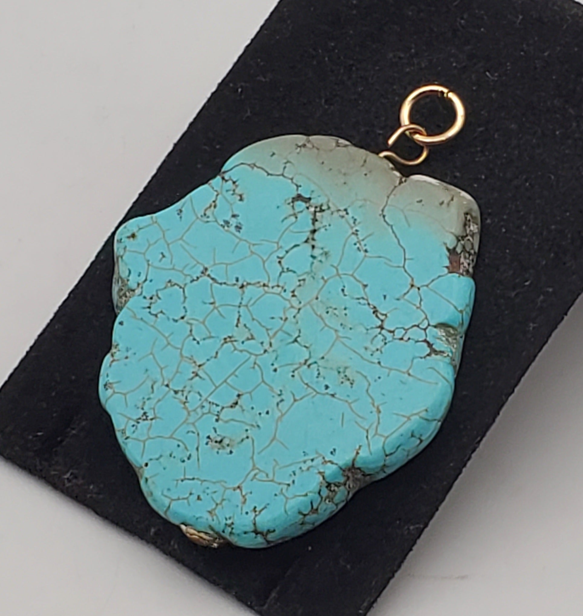 Free-Form Turquoise Slice Pendant