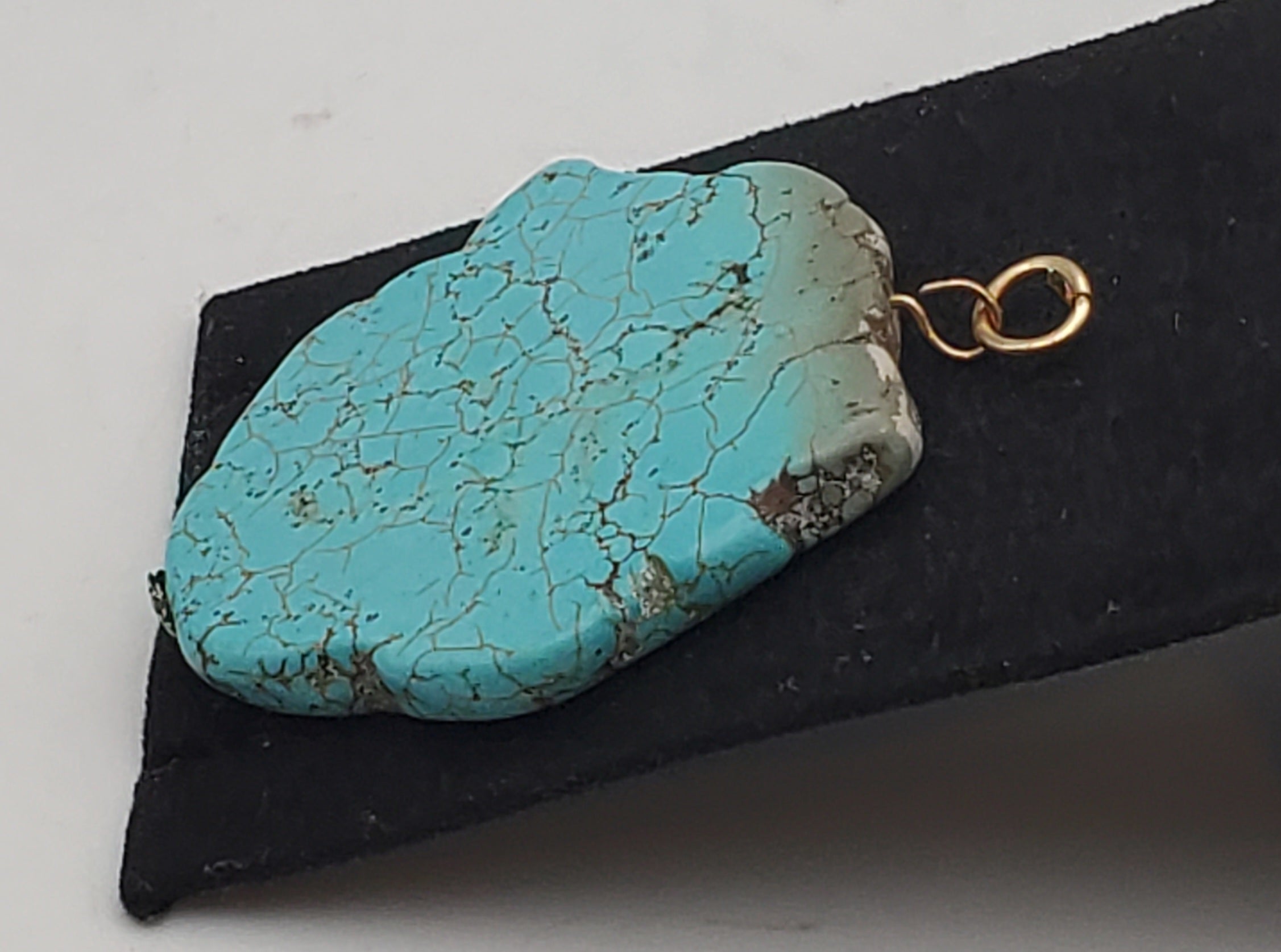 Free-Form Turquoise Slice Pendant