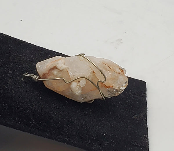 Vintage Handmade Wire Wrapped Candle Quartz Crystal Point Pendant