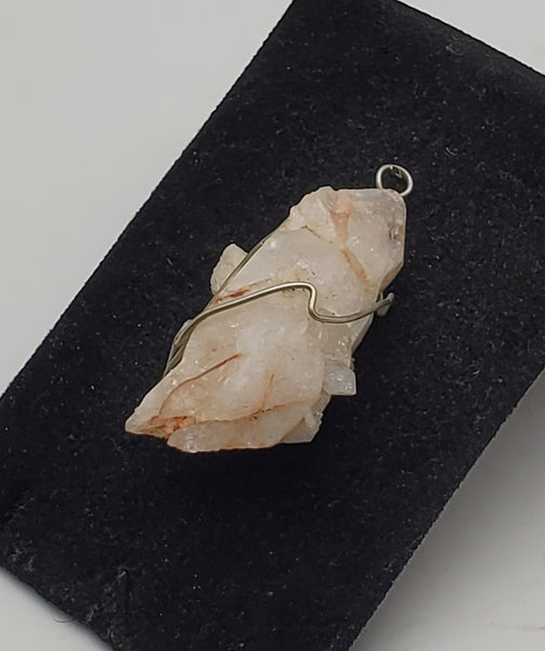 Vintage Handmade Wire Wrapped Candle Quartz Crystal Point Pendant