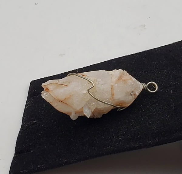 Vintage Handmade Wire Wrapped Candle Quartz Crystal Point Pendant