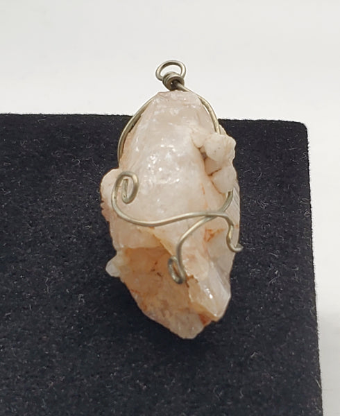 Vintage Handmade Wire Wrapped Candle Quartz Crystal Point Pendant