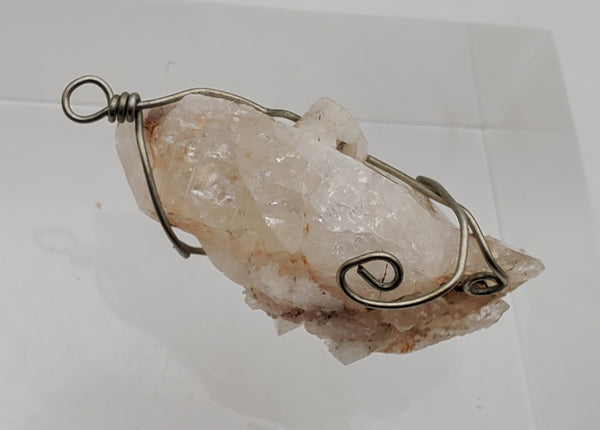 Vintage Handmade Wire Wrapped Candle Quartz Crystal Point Pendant