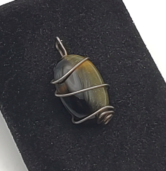 Vintage Handmade Wire Wrapped Tiger's Eye Pendant