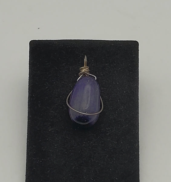 Dyed Agate Tumbled Stone Wire Wrapped Pendant