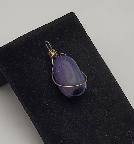 Dyed Agate Tumbled Stone Wire Wrapped Pendant