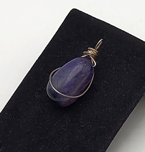 Dyed Agate Tumbled Stone Wire Wrapped Pendant