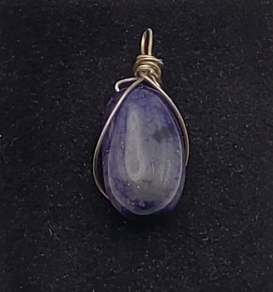 Dyed Agate Tumbled Stone Wire Wrapped Pendant