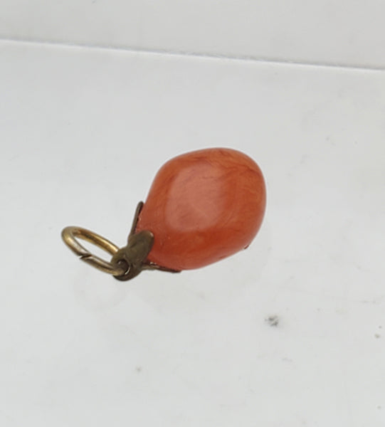 Vintage Orange Quench Crackled Stone Pendant
