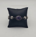 Vintage Silver Tone Metal Carved Shell Link Bracelet