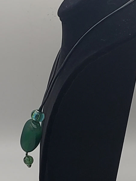 Dyed Green Agate Leather Cord Necklace