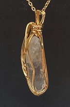 Vintage Wire Wrapped Quartz Crystal Point Pendant on Chain Necklace
