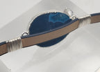 Vintage Dyed Agate Slide Dark Blue Faux Leather Belt