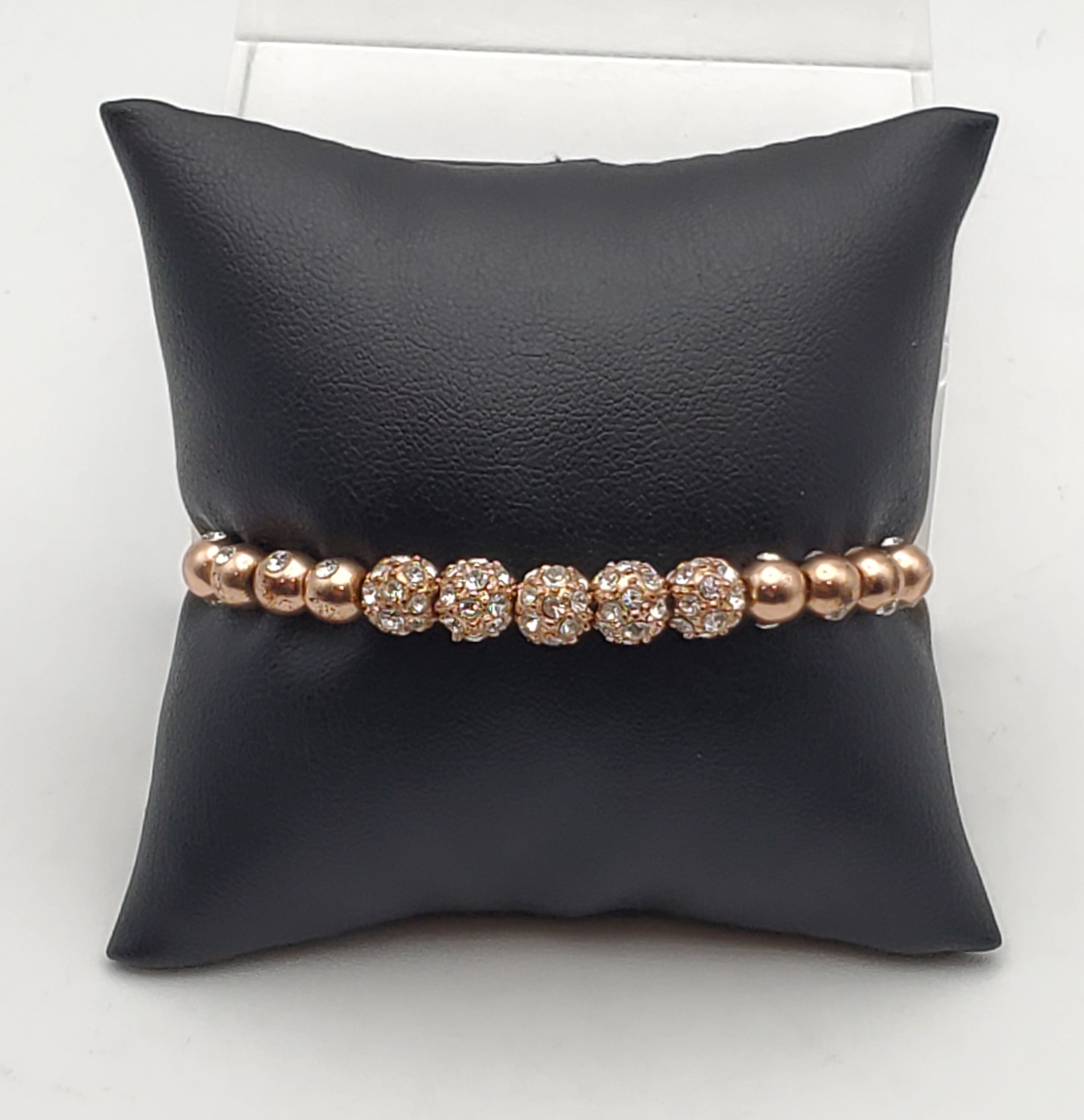 Vintage Brass Copper Tone Rhinestone Studded Lariat Bracelet