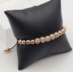 Vintage Brass Copper Tone Rhinestone Studded Lariat Bracelet