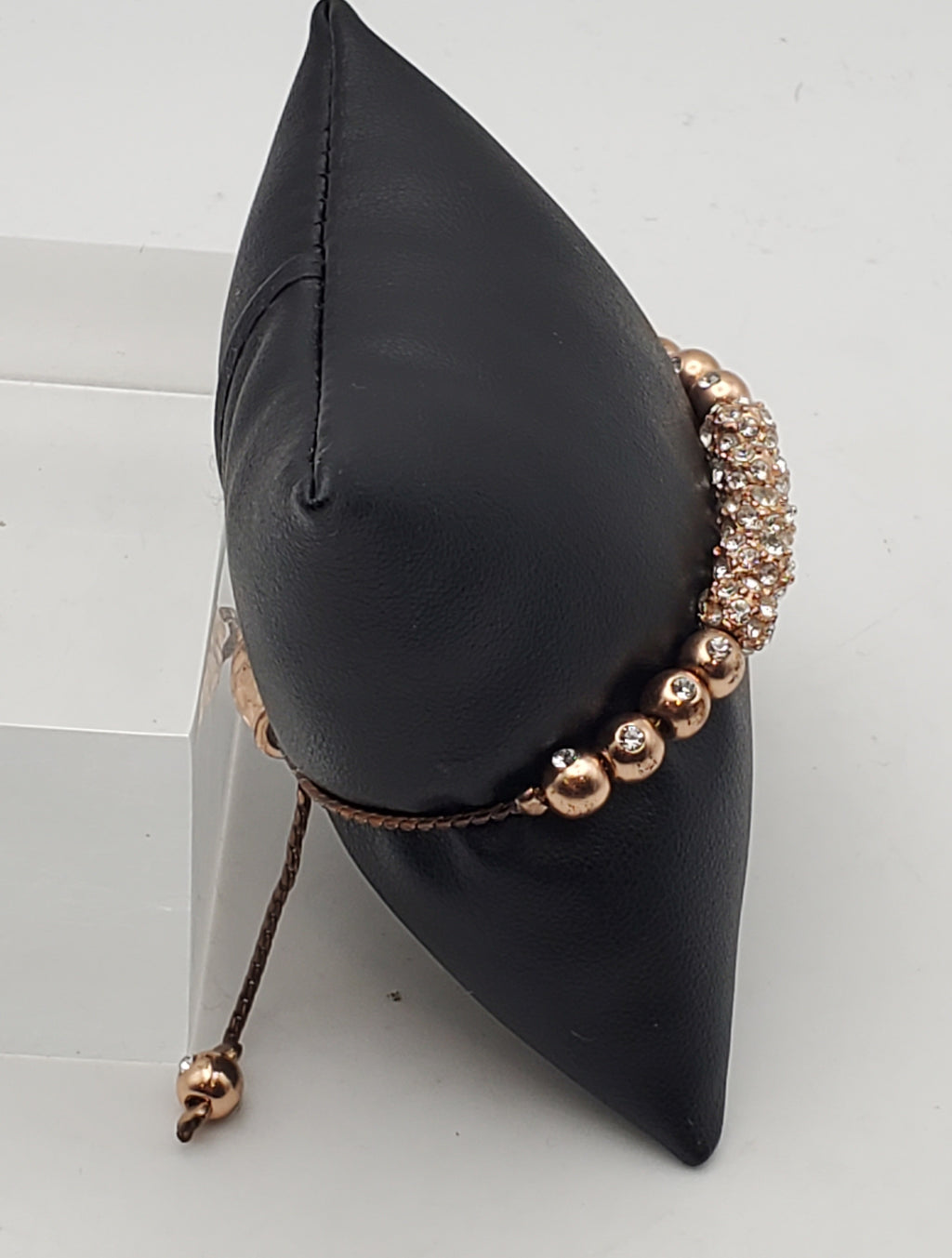 Vintage Brass Copper Tone Rhinestone Studded Lariat Bracelet
