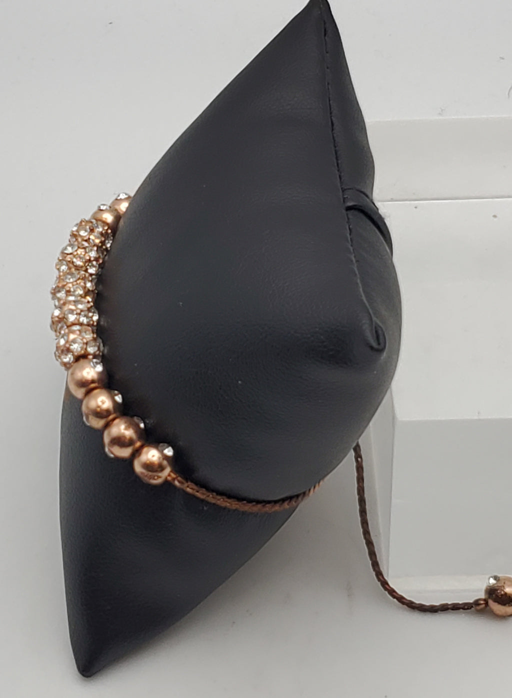 Vintage Brass Copper Tone Rhinestone Studded Lariat Bracelet