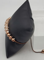 Vintage Brass Copper Tone Rhinestone Studded Lariat Bracelet