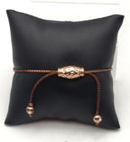 Vintage Brass Copper Tone Rhinestone Studded Lariat Bracelet