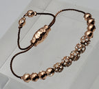 Vintage Brass Copper Tone Rhinestone Studded Lariat Bracelet