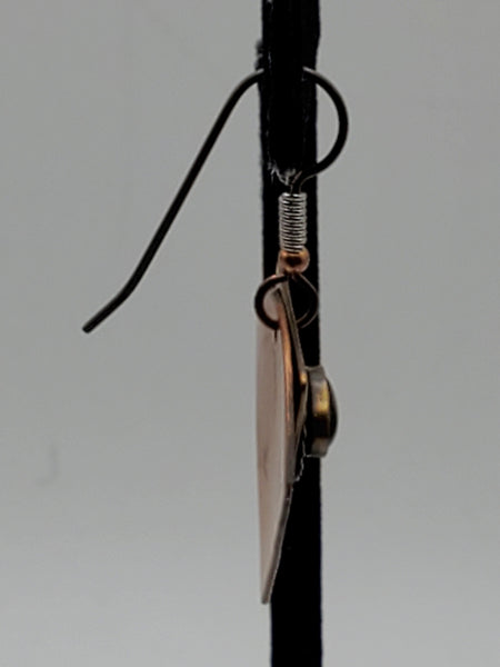 UNMATCHED Copper and Brass Black Onyx Dangle Earring