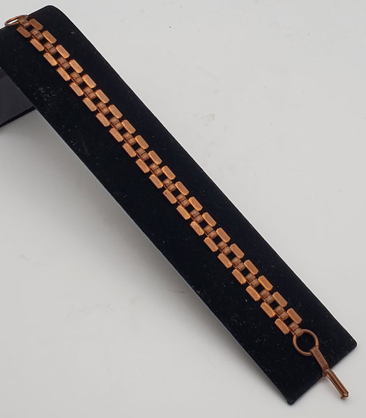 Vintage Copper Panther Link Chain Bracelet - 7.75"