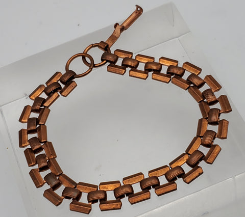 Vintage Copper Panther Link Chain Bracelet - 7.75"