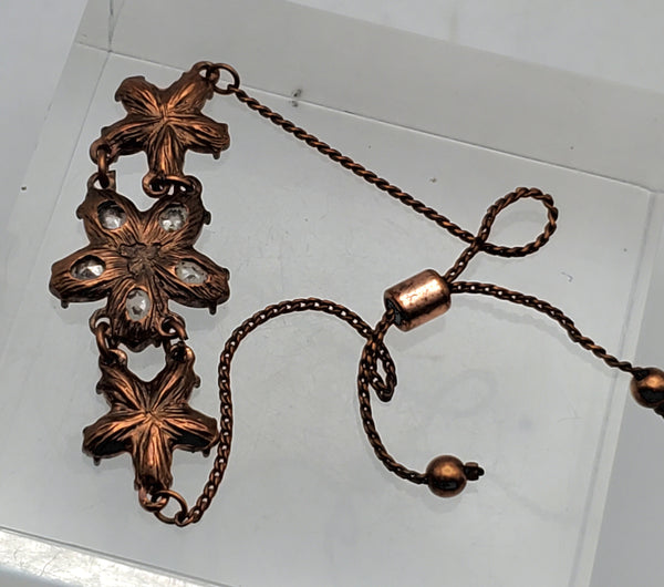 Vintage Floral Copper Lariat Bracelet