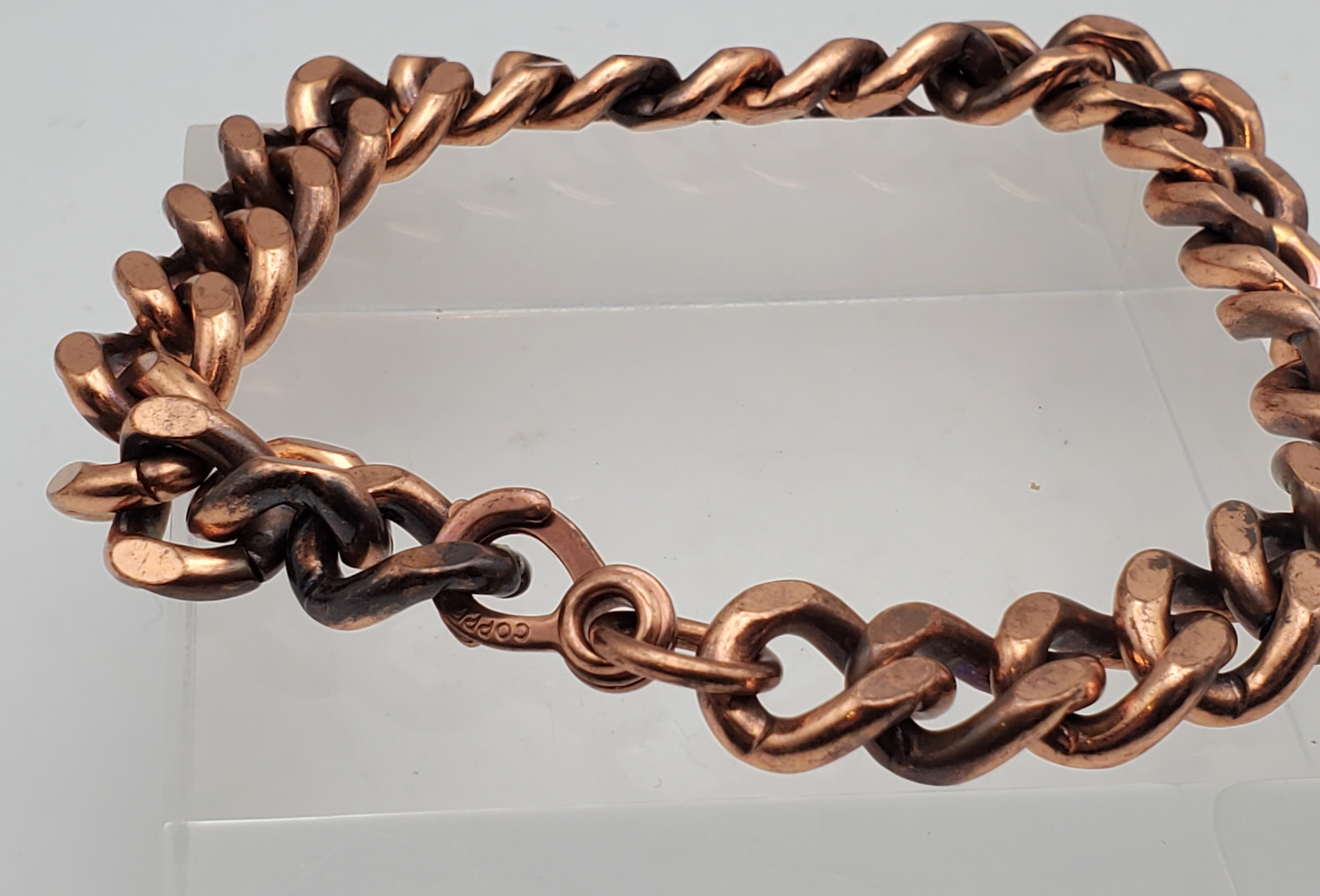 Heavy Vintage Copper Curb Link Chain - 10"
