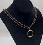 Vintage Copper Double Strand Chain with Copper Pendant Necklace - 20"
