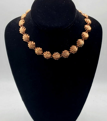 Vintage Copper Shell Link Necklace - 15.5"