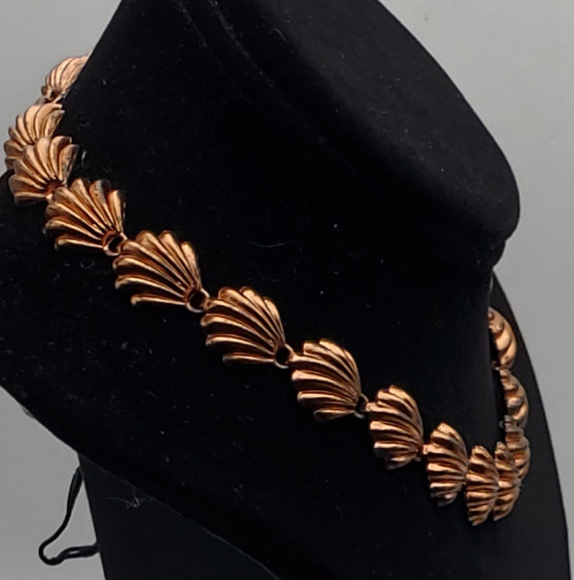 Vintage Copper Shell Link Necklace - 15.5"
