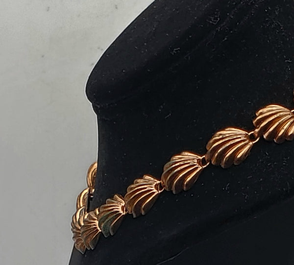 Vintage Copper Shell Link Necklace - 15.5"