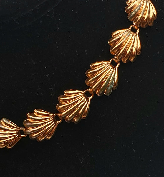 Vintage Copper Shell Link Necklace - 15.5"