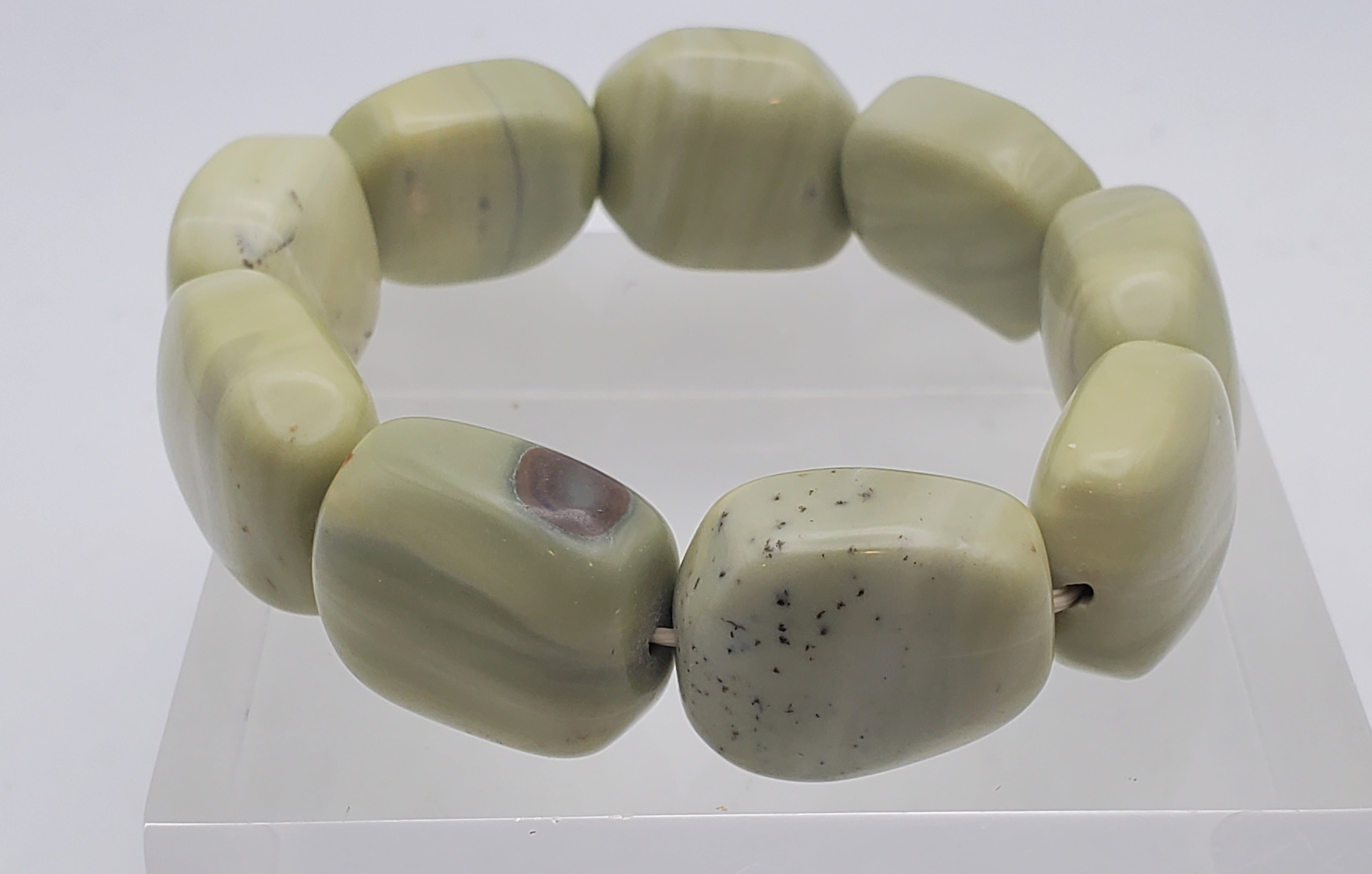 Tumbled Serpentine Stone Stretch Bracelet