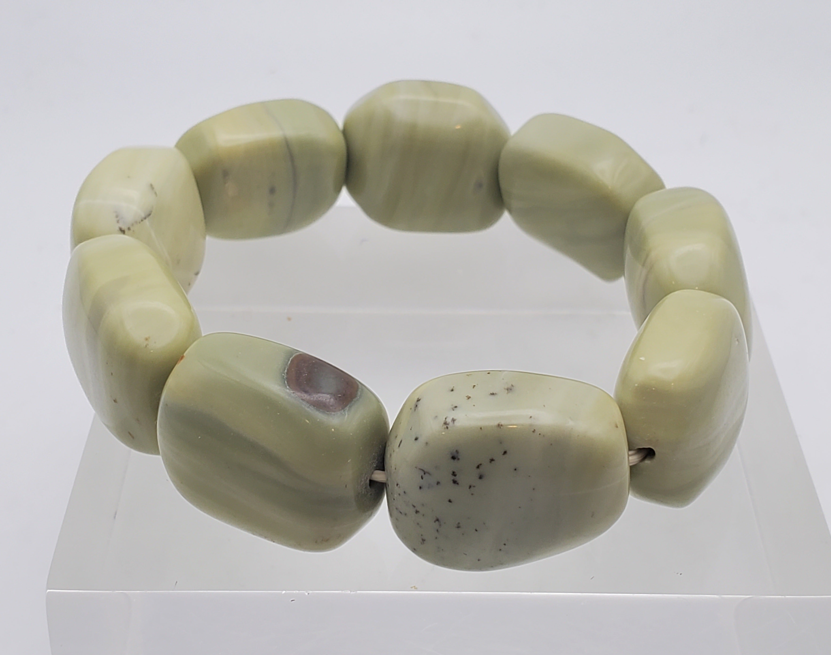 Tumbled Serpentine Stone Stretch Bracelet