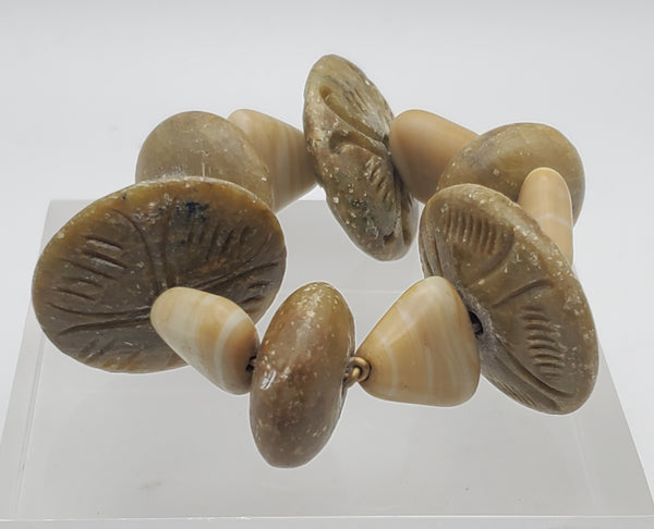 Carved Soapstone and Glass Tiny Bracelet