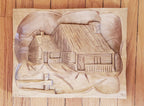 Vintage Hand Carved Wood Scene Artwork