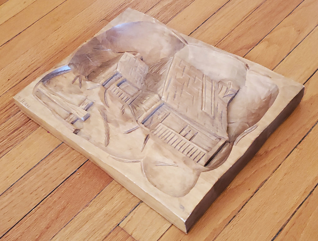 Vintage Hand Carved Wood Scene Artwork
