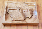 Vintage Hand Carved Wood Scene Artwork