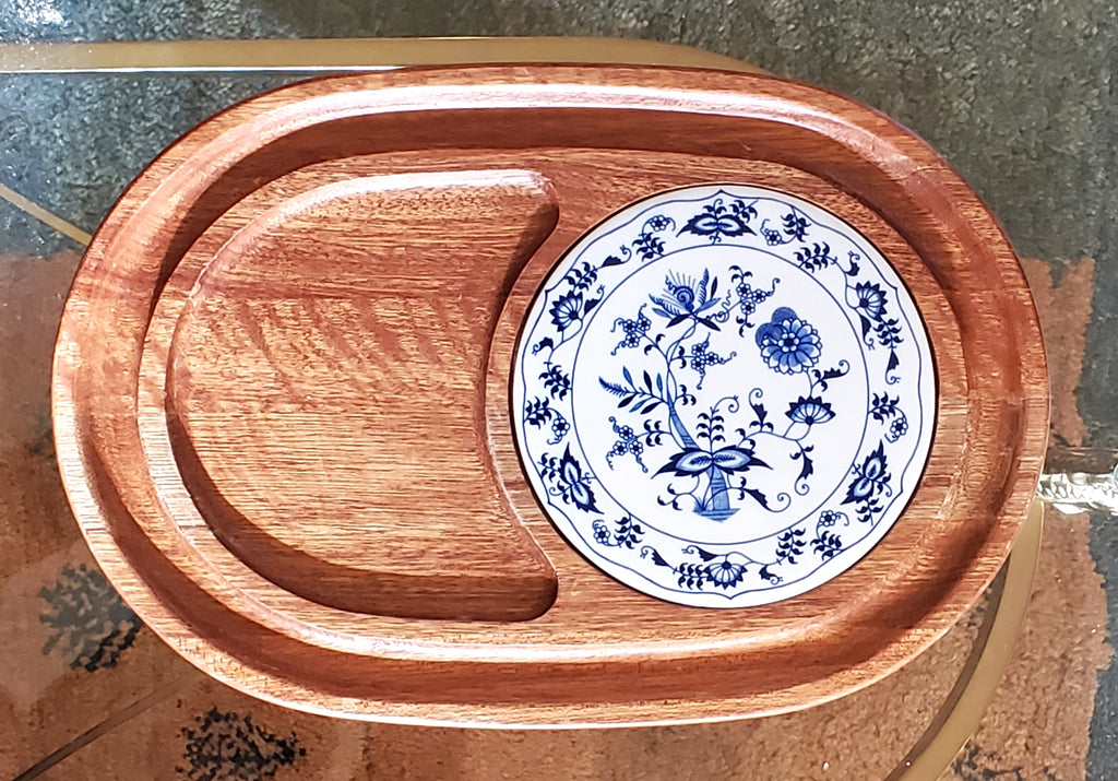 Dolphin - Vintage Wood and Ceramic Cheese Board