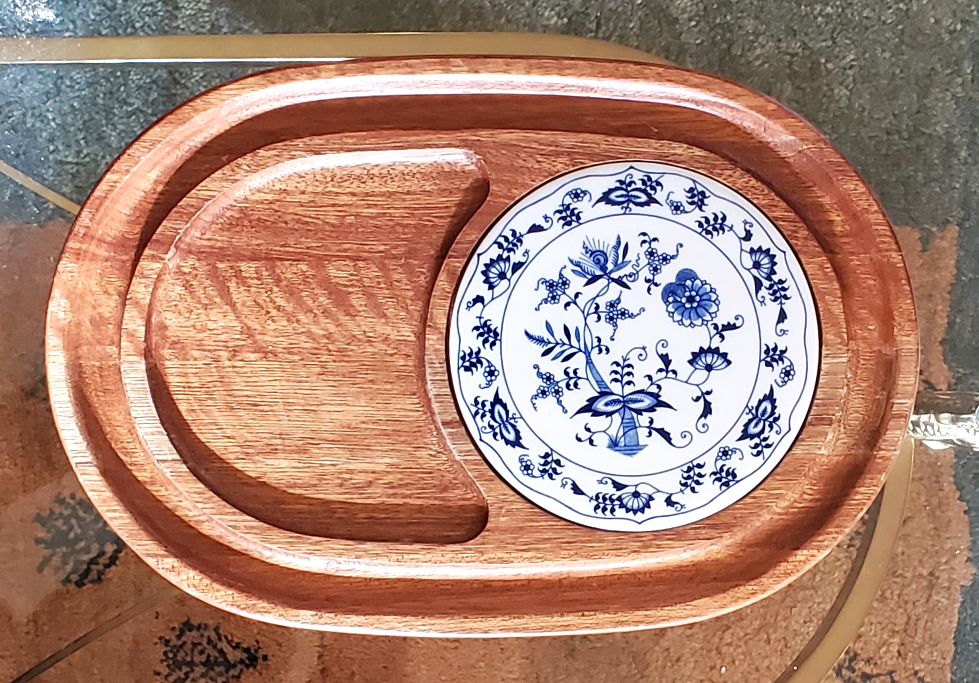 Dolphin - Vintage Wood and Ceramic Cheese Board