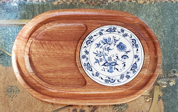 Dolphin - Vintage Wood and Ceramic Cheese Board